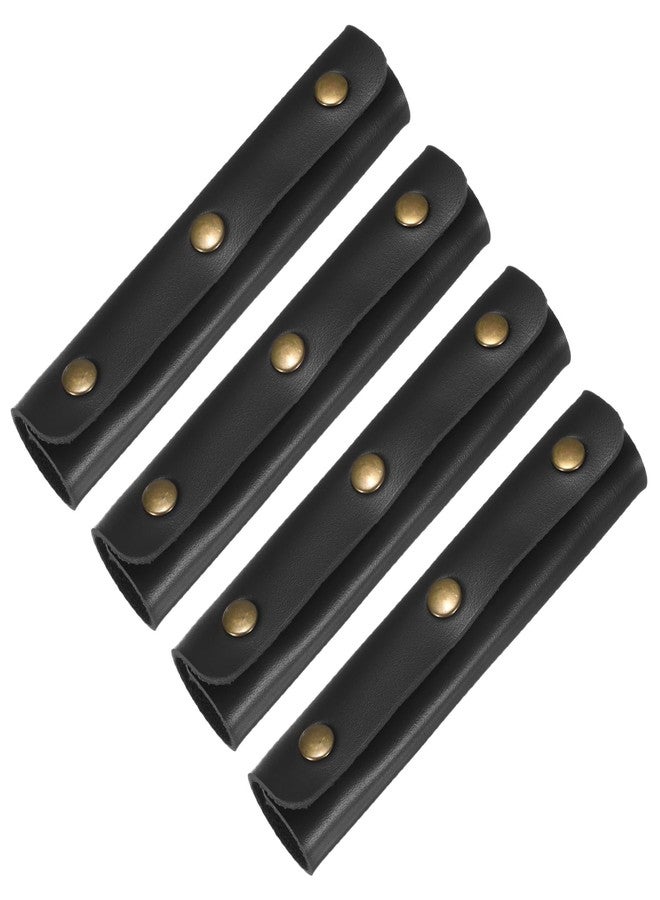 TIXIPEM Leather Handle Wrap [4PCS] - Handbag Handle Wrap Cover with 3 Metal Clasps Use for Suitcases & Bags & Shopping Totes & Wallets - [Black-5IN/13CM] Soft Purse Strap Pad - Image 1